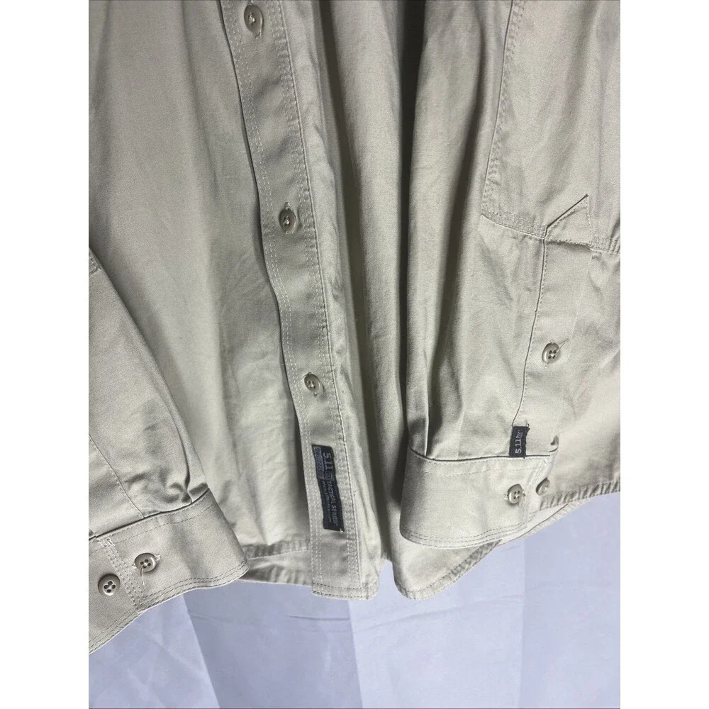5.11 Tactical Series Mens Khaki Conceal Shirt Vented Button Up 72157 Sz 2XL - Picture 4 of 8